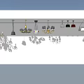 Stylish Modern And Classic Chandeliers Hanging In Display Space With Shadow Effects