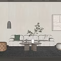 Modern Living Room Interior Design With Gray Sofa Coffee Table Green Plant And Wall Art