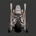Futuristic Electric Vehicle Design With Large Wheels Blue Accents And Mechanical Structure