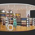 Stylish Clothing Store Interior With Mannequins Clothing Displays Shelves And Lighting
