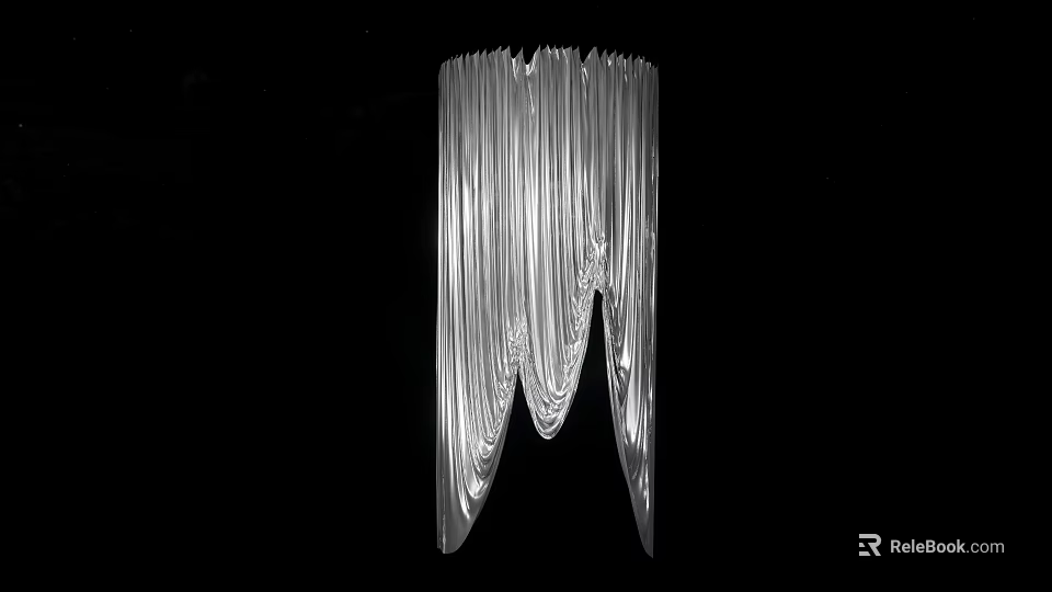 Unique Silver Pleated Abstract Sculpture For Modern Decorative Art 3d model 