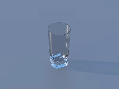 Transparent Clear Glass Cup With Hexagonal Base On Blue Surface 3d model