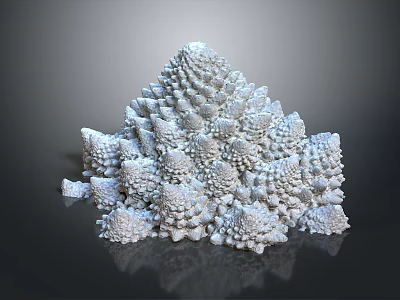 Clustered Aquatic Animals With Complex Branching Protrusions And White Fractal Structures In Marine Environment 3d model