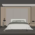 Modern Bedroom With Panel Headboard Open Closet Nightstand Wooden Chair Soft Rug And Ambient Lighting