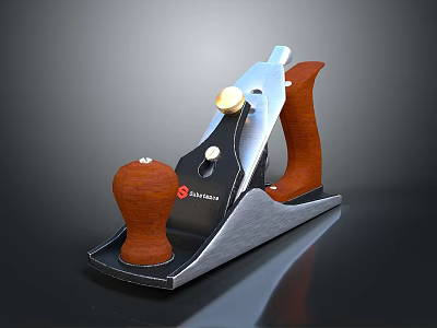 Commercial Carpentry Plane Hand Tool Featuring Metal Body And Wooden Handles For Woodworking 3d model