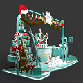 Christmas Photo Check-in Spot With Santa Hat Wreath Gifts And Cake Tower