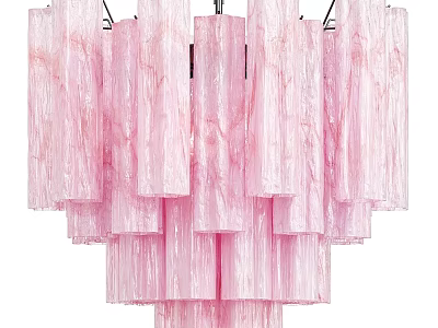 Elegant Pink Layered Pleated Translucent Chandelier For Modern Interior Design 3d model