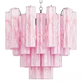 Elegant Pink Layered Pleated Translucent Chandelier For Modern Interior Design 3d model
