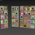 Modern Light Wooden Bookshelves With Books Photo Frames And Decorative Items