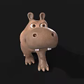 Cute Cartoon 3D Hippo Character Model With Stylized Design And Friendly Expression 3d model