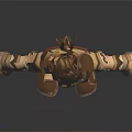 Animated Young Game Character With Brown Leather Outfit Arm Leg Guards And Short Hair