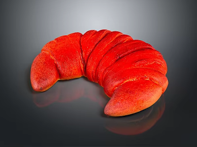 Freshly Baked Vibrant Red Croissant With Shiny Surface On Dark Background 3d model