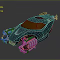 Futuristic Blue Sports Car With Sleek Design Yellow Windshield And Mechanical Accents