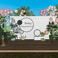 Outdoor Baby Baptism Party Decor With Pink White Balloons Green Plants And Flowers