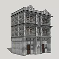 Classical Multi Story Commercial Complex With Stone Facade Balconies And Traditional Design
