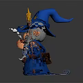 Blue Wizard Game Movie Character With Star Decorated Hat Long White Beard And Magic Staff