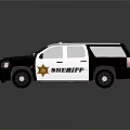 White And Black Sheriff SUV With Emergency Lights And Badge Logo