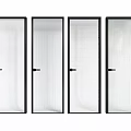 Modern Interior Doors With Black Frames And Various Glass Textures 3d model