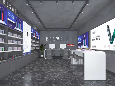 Roswell Retail Store With Modern Interior Digital Screens And Product Displays 3d model