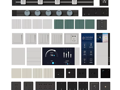 Modern Switch Panels With Various Colors And Different Control Styles For Home Use 3d model