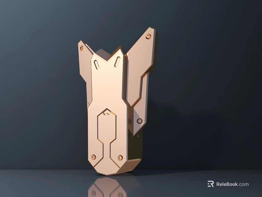Sleek Modern Metallic Wall Lamp With Geometric Design And Reflective Surface 3d model 