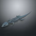 Wireframe Lizard 3D Model Featuring Detailed Structure On Gray Digital Background 3d model