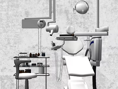 Professional Dental Medical Equipment With Chair Light Instrument Tray And Tools 3d model