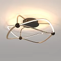 Modern Geometric Ceiling Light With Metal Frame And Black Decorative Balls 3d model