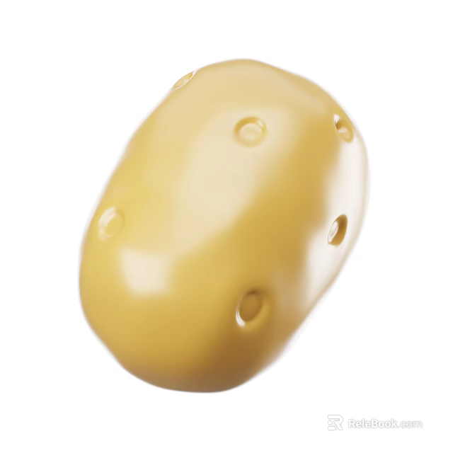 Single Fresh Yellow Potato With Smooth Surface And Small Eyes 3d model