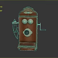 Antique Vintage Wooden Electronic Telephone With Rotary Dial And Classic Design