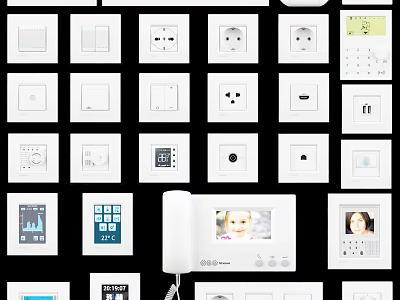 Modern White Switch Panels With Various Functional Controls And Sockets For Home 3d model