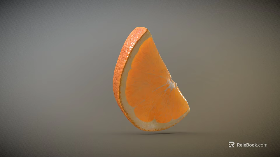 Fresh Juicy Orange Slice Isolated On Gray Background Close Up View 3d model 