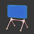 Modern TV With Blue Screen And White Wheeled Stand Design