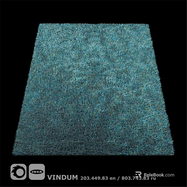 Plush Teal Square Rug With Soft Textured Surface For Modern Home Decor 3d model 