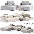 Modular Casual Sofa Set With Light Colored Upholstery Cozy Pillows And Soft Blanket 3d model