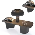 Modern Black Side Table With Textured Surface Stacked Books And Metallic Decorative Sphere 3d model