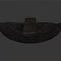 Black Metal Long Handle Spoon With Round Head Small Part And Textured Surface