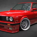Red Classic BMW Car With Sleek Modified Exterior And Alloy Wheels 3d model
