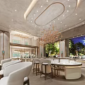 Elegant Modern Jewelry Store Interior With Chandeliers Display Cases And Seating