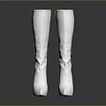 White Knee High Boots with Red Stiletto Heels and Sleek Design