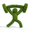 Creative Shrub Topiary Sculpture Depicting Human Lifting Barbell Shape 3d model