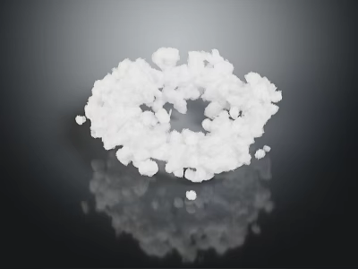 Fluffy White Circular Botanical Plant With Reflective Texture On Black Background 3d model