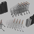 Public Facility Stackable Shopping Carts And Baskets For Retail Stores 3d model