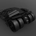 Powerful Black Batmobile Featuring Angular Design Large Tires And Futuristic Movie Style