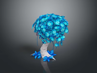 Decorative Blue Tree with White Trunk and Lush Blue Foliage in Artistic Design 3d model