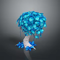 Decorative Blue Tree with White Trunk and Lush Blue Foliage in Artistic Design