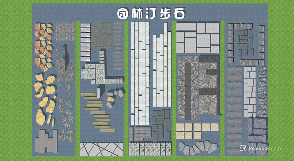 Garden Stepping Stones With Various Design Patterns For Landscape Decoration 3d model