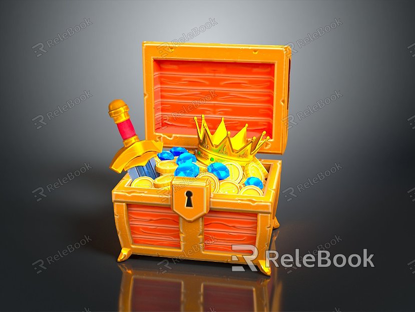 Cartoon Chest Treasure Chest Treasure Chest Jewelry Chest Cashbox Wooden Chest Game Chest Treasure Chest Pirate Chest model