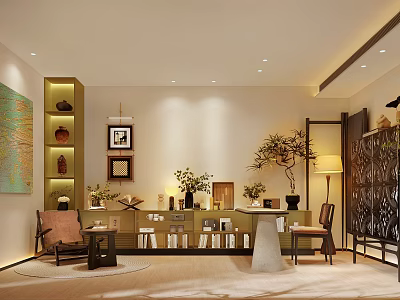 Casual Study Entertainment Room Home Decoration 3d model
