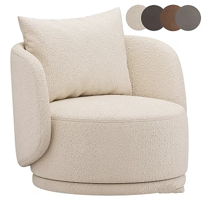 Soft Plush Beige Accent Chair Modern Design Round Seat Armrests And Multiple Colors Available 3d model